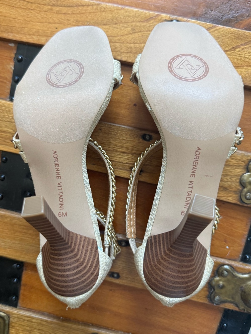 Adrienne Vittadini Geoff iStrappy Heels with Gold Chain Detail - Picture 11 of 12